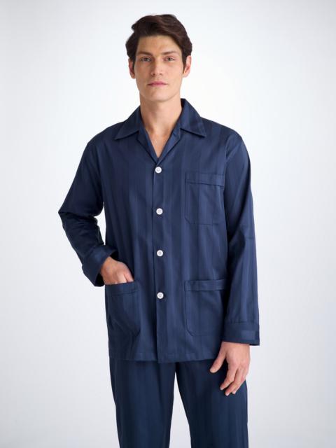 Men's Classic Fit Pyjamas Lingfield Cotton Satin Navy
