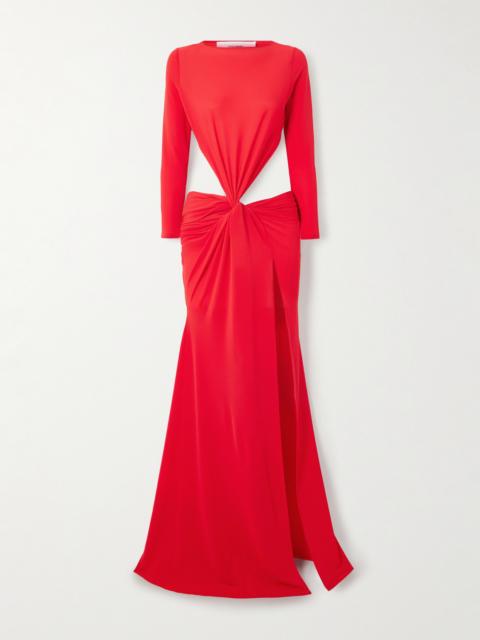Open-back Twisted-front Recycled-crepe Gown