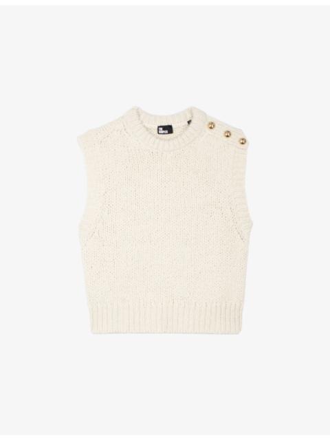 Sleeveless Button-Embellished Wool and Alpaca Jumper