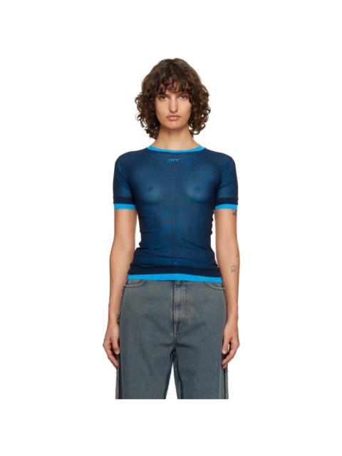 Navy & Blue Mesh Double Layer Crew T-shirt