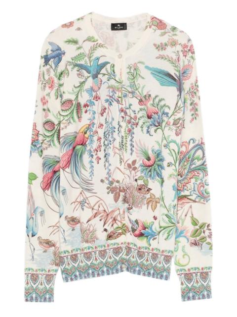 floral-patterned cardigan