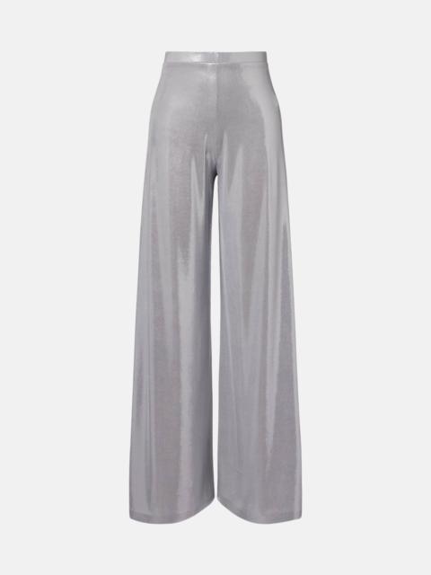 Metallic-effect wide-leg pants