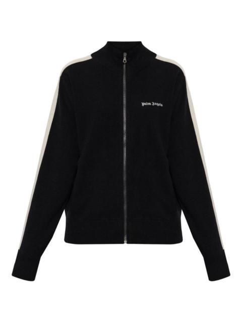 striped-sleeve zip-up sweatshirt