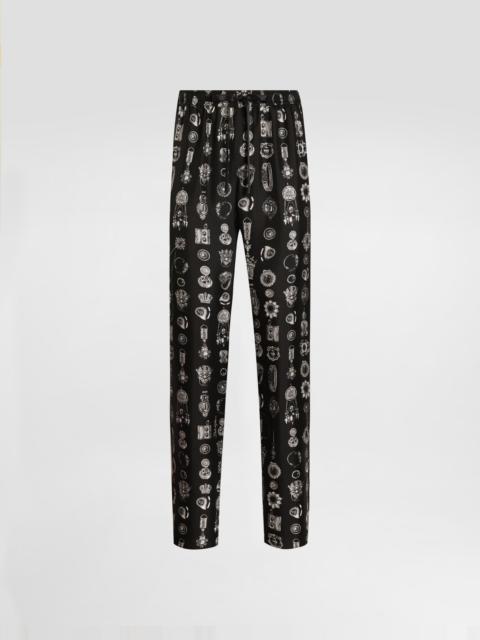 Jewel-print twill trousers
