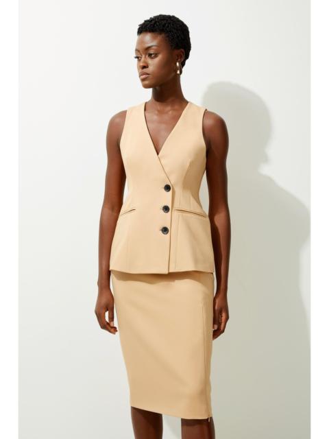 Tailored Side Split Midi Pencil Skirt