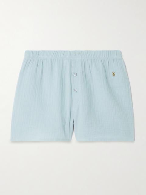 Jude Embellished Crinkled Cotton-gauze Shorts