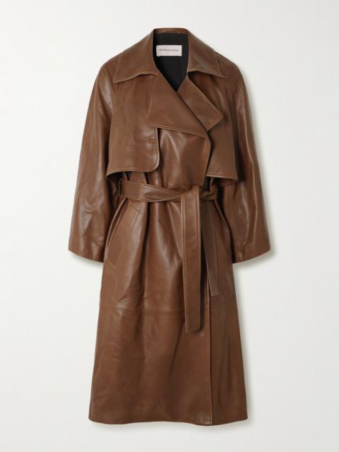 Cisely Belted Leather Trench Coat