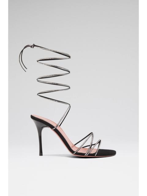 LORI CRYSTAL LACE UP SANDAL 95 BLACK SUEDE AND WHITE CRYSTALS