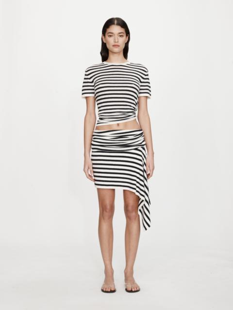 Stripe Knit Extension Drape Mini Skirt