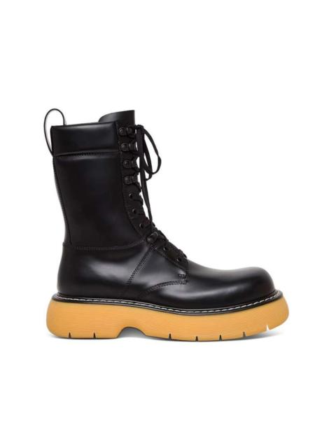 Bottega Veneta The Bounce Leather Lace Up Ankle Boot Black Yellow
