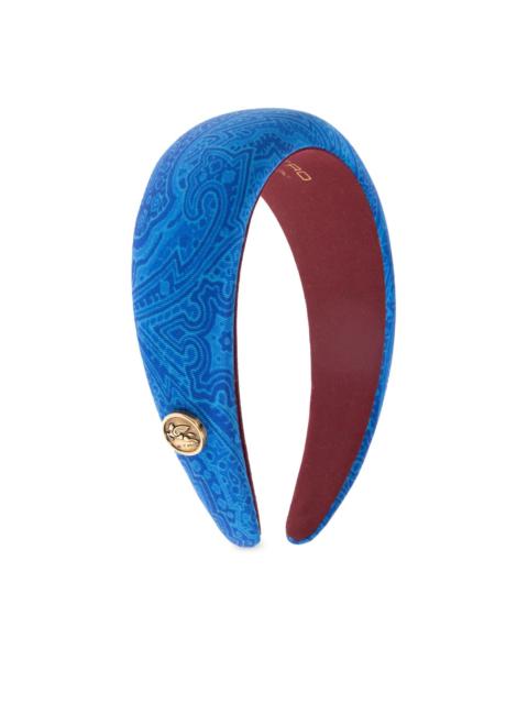 paisley-print logo-plaque headband