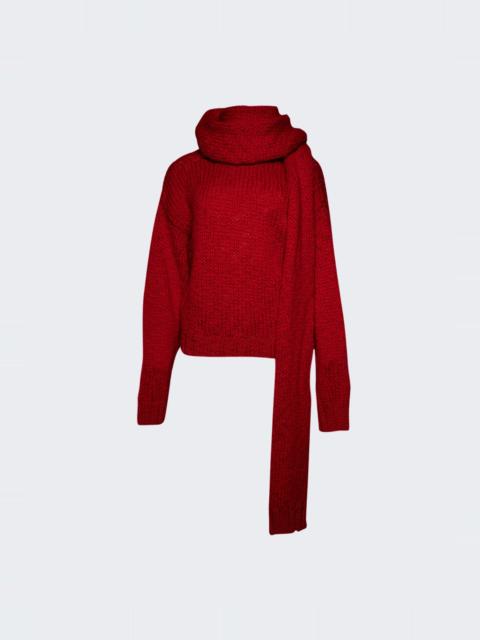 Nuvola Wool Sweater And Scarf Ruby Red