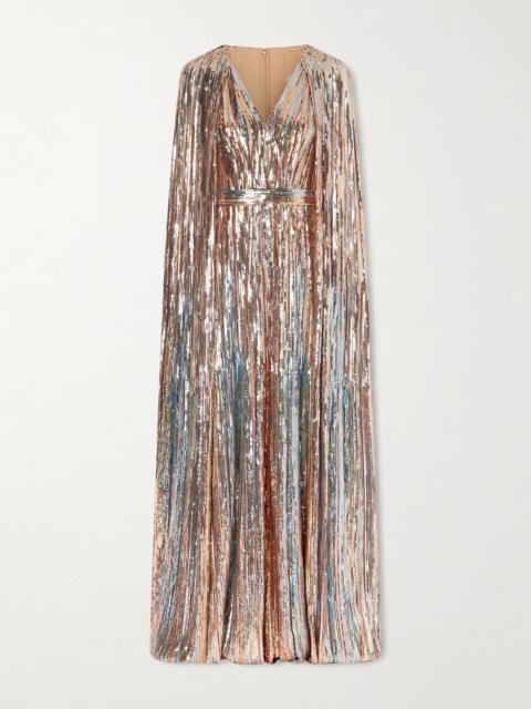 Cape-effect Sequined Tulle Gown