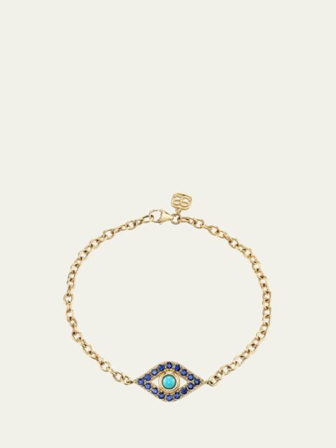 Sapphire & Turquoise Evil Eye Chain Bracelet