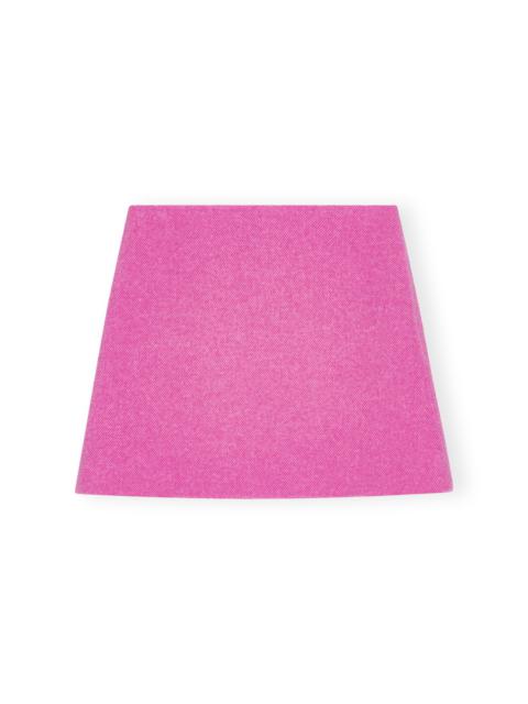 PINK TWILL WOOL SUITING MINI SKIRT