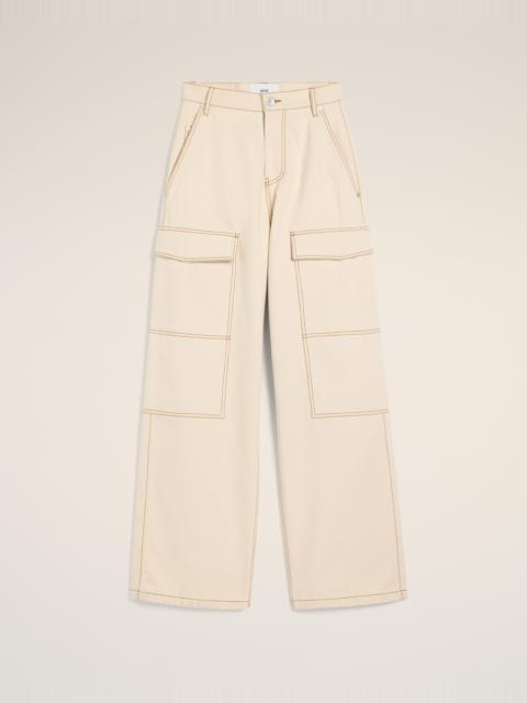 BEIGE COTTON CARGO WIDE FIT JEANS