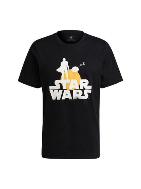adidas x STAR WARS Crossover M Str Wrs Mnd T Star War Subject Printing Round Neck Short Sleeve Black