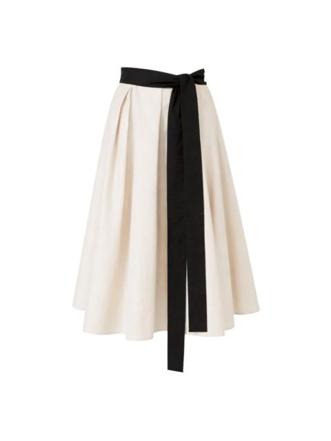 belted pleated midi skirt
