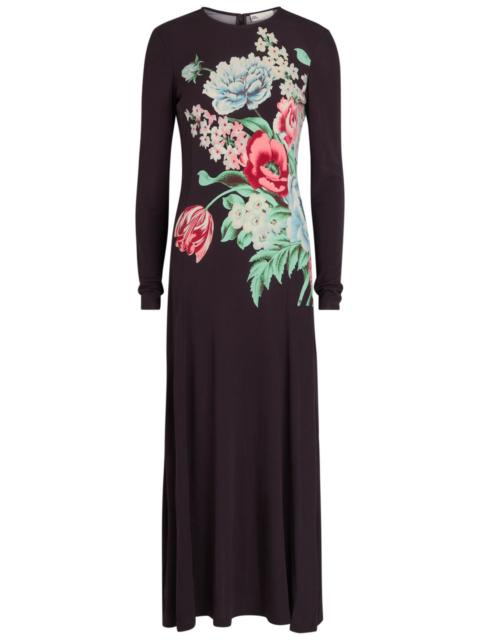 Tory Burch Floral-print Jersey-mesh Midi Dress