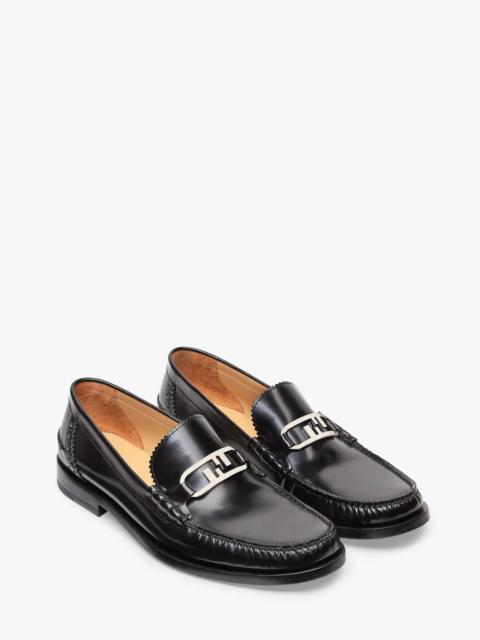Black leather loafers