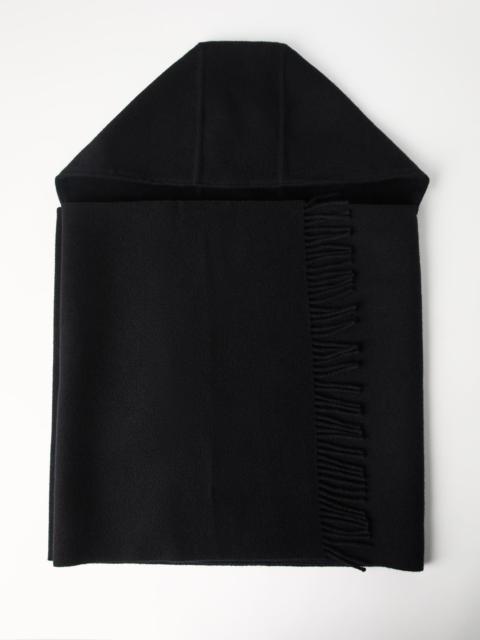 Hooded wool and cashmere knit scarf