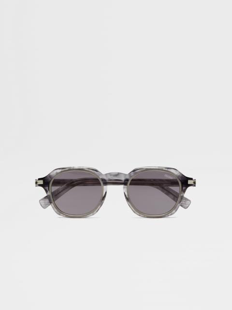 TRANSPARENT GREY ACETATE AND TITANIUM SUNGLASSES