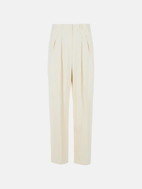 ALIO' IVORY WOOL AND VISCOSE PANTS