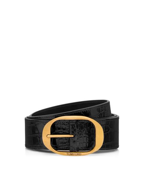 PRINTED CROC OVAL BUCKLE BELT