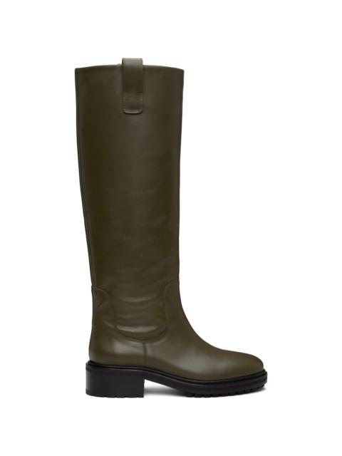 Khaki Henry Leather Knee-High Boots