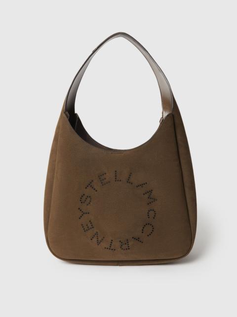 Logo Suede Large Hobo Bag