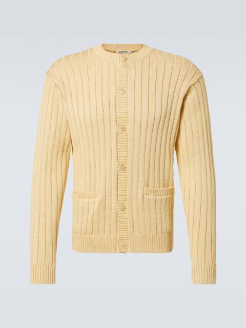 Ribbed-knit cotton cardigan