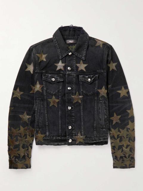 + Chemist Leather-Appliquéd Denim Jacket