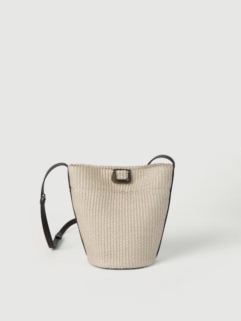Sartorial small bucket bag in techno raffia