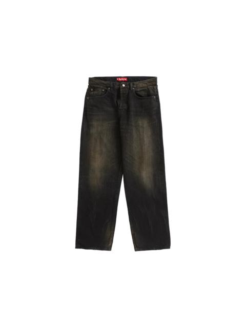Supreme Distressed Loose Fit Selvedge Jean Washed Black