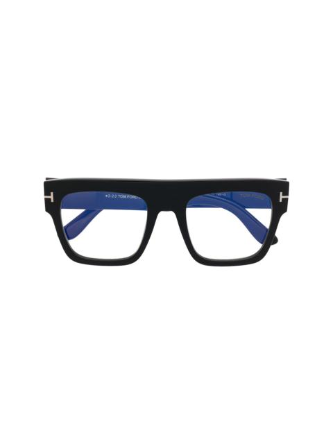 square-frame clear-lens glasses