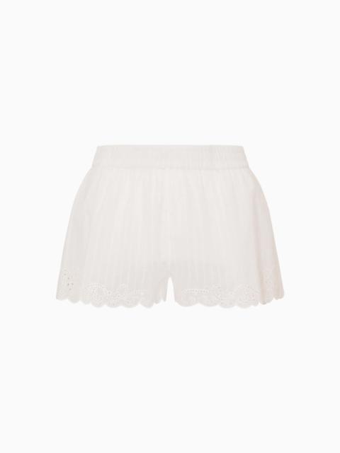 Ocean Embroidered Cotton Cover-Up Shorts