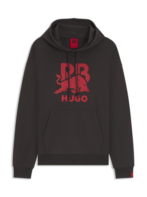 HUGO X RB COTTON-TERRY HOODIE WITH BULL GRAPHIC