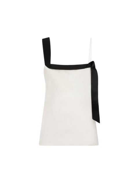 SILK SATIN CAMISOLE TOP WITH TUXEDO BAND