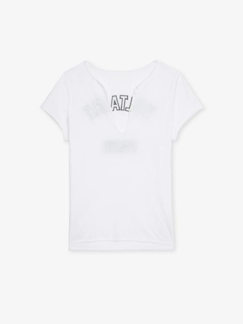 Women's White Henley Shirt