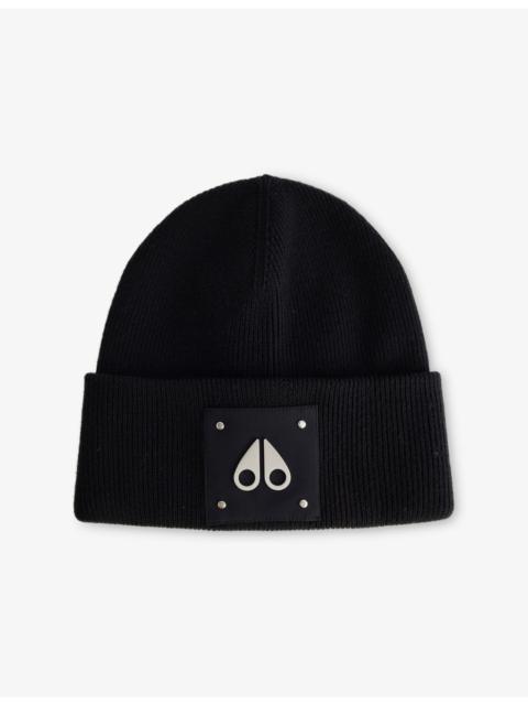 Logo-Patch Knitted Wool Beanie Hat