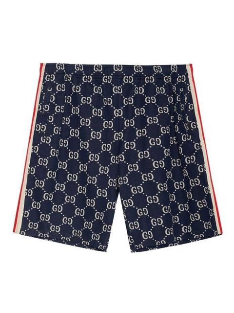 Gucci Side Contrast Striped Jacquard Shorts For Men Blue 474632-X9V05-4245