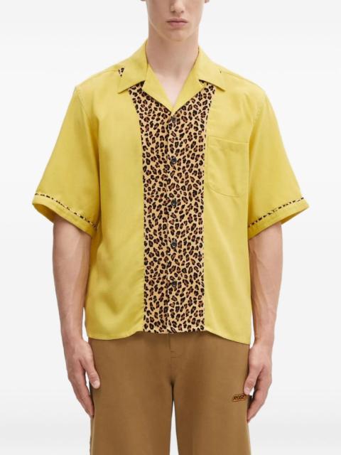 leopard-print panel shirt
