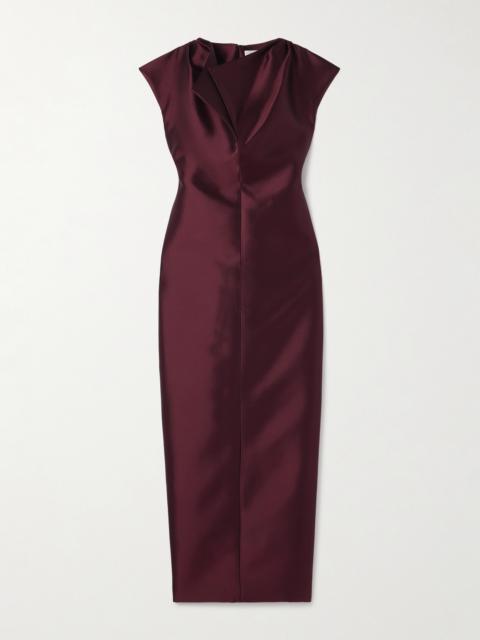 Peel Draped Silk And Wool-blend Satin Gown