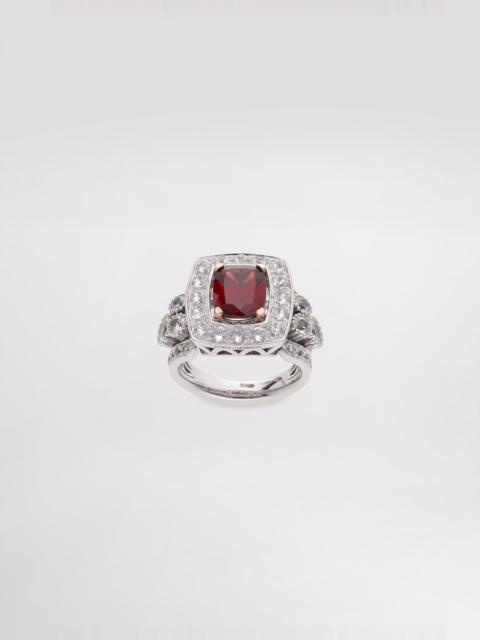 Eleganza Ring 18-carat white and rose gold, garnet, and sapphires