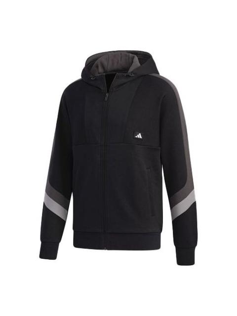 adidas Colorblock Athleisure Casual Sports Hooded Jacket Black GM4430