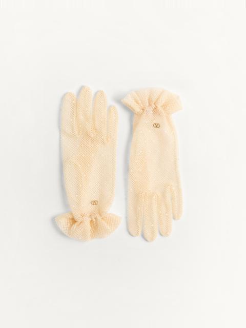 VLOGO SIGNATURE GLOVES IN COTTON AND TULLE
