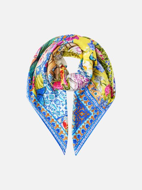 LARGE CRYSTALLED SILK SQUARE SCARF