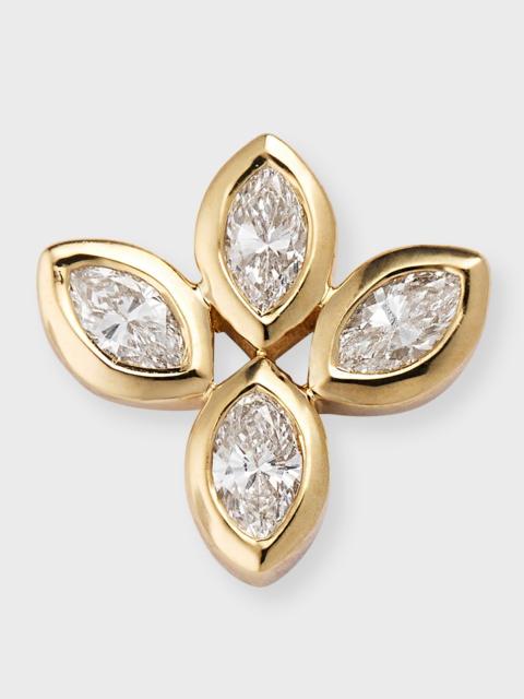 14K Yellow Gold Marquise Diamond Flower Stud Earring, Single