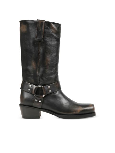 aged-effect buckle boots