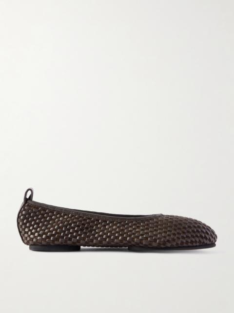 Lattice Woven Leather And Suede Ballet Flats